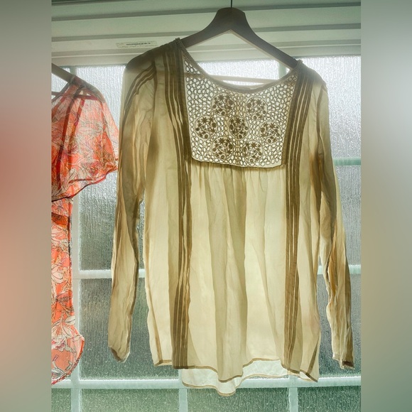 Calypso st. Barth creamy boho blouse silk size XS - Picture 2 of 10